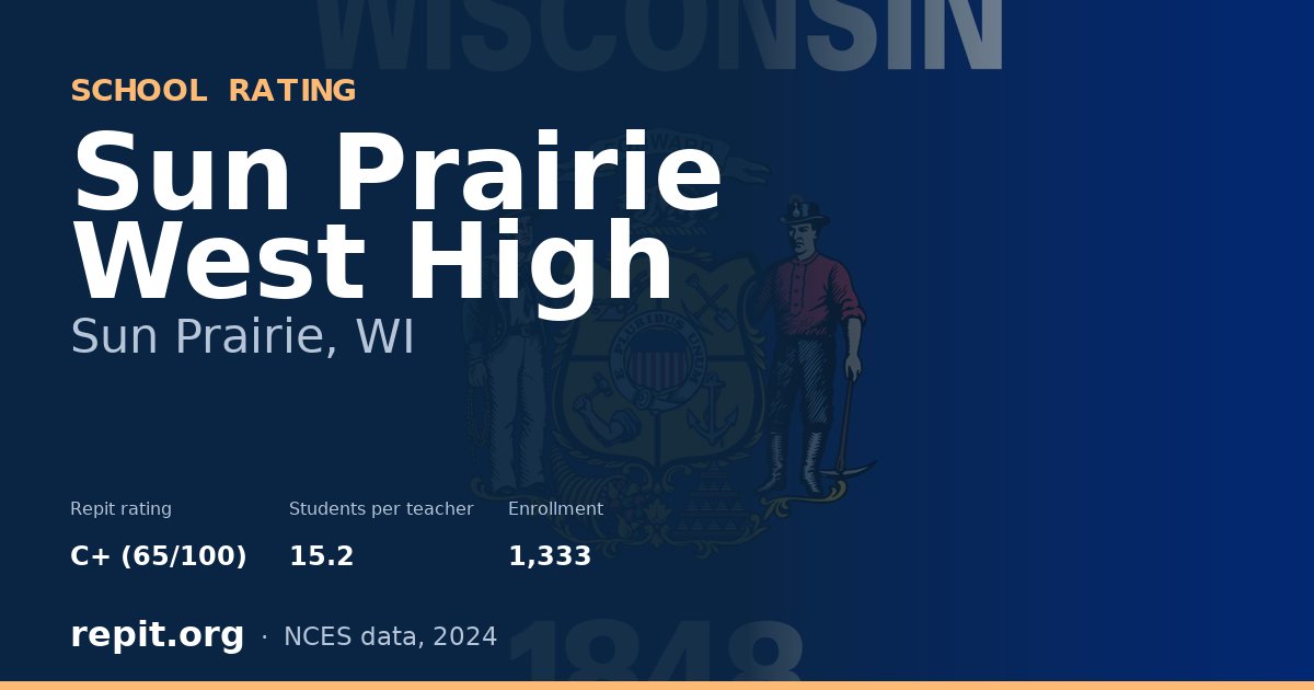 Sun Prairie West High, Sun Prairie, WI — Repit school rating C+ (65/100)