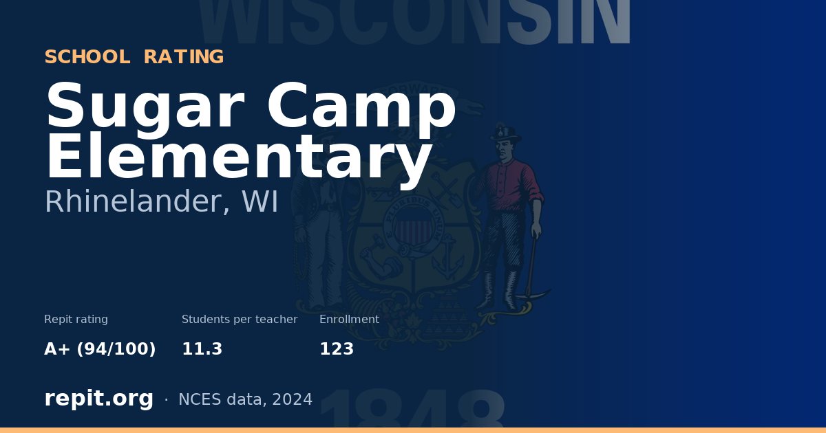 Sugar Camp Elementary, Rhinelander, WI — Repit school rating A+ (94/100)