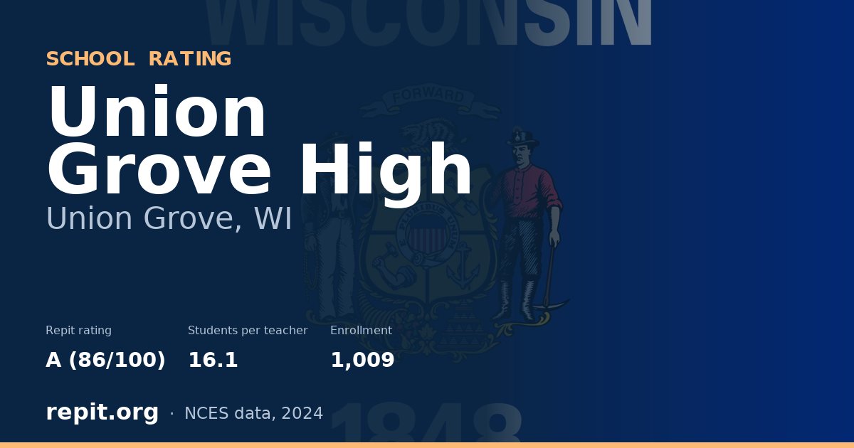 Union Grove High, Union Grove, WI — Repit school rating A (86/100)