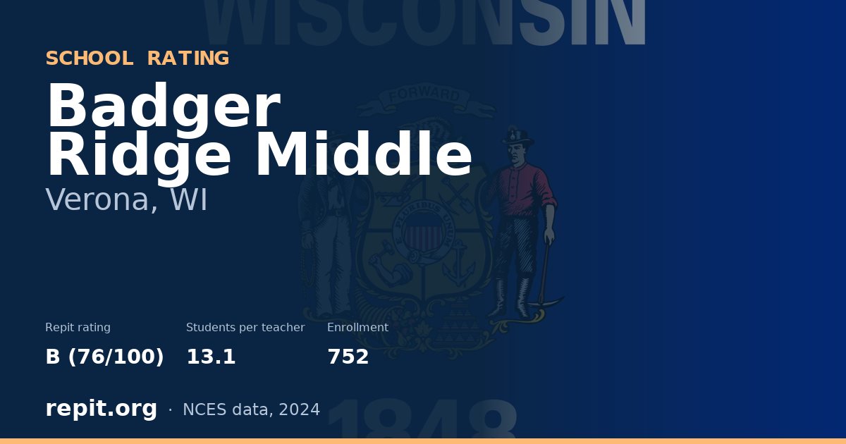 Badger Ridge Middle, Verona, WI — Repit school rating B (76/100)