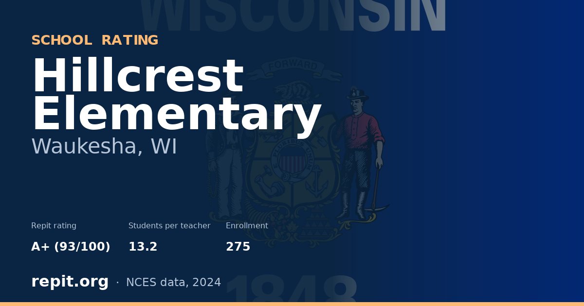 Hillcrest Elementary, Waukesha, WI — Repit school rating A+ (93/100)