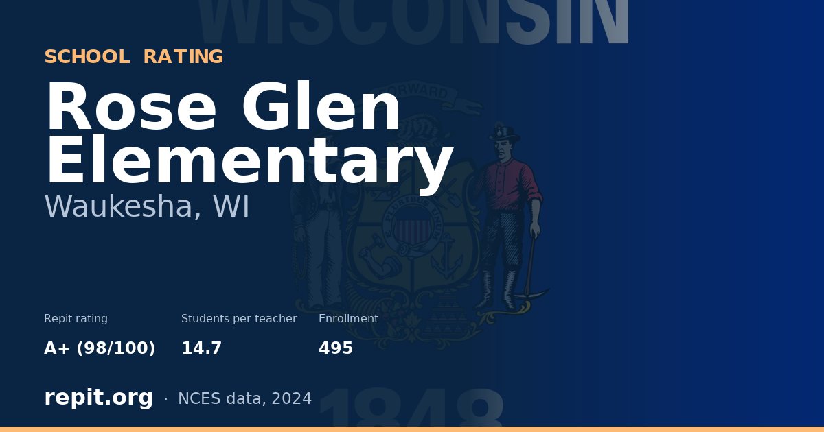 Rose Glen Elementary, Waukesha, WI — Repit school rating A+ (98/100)