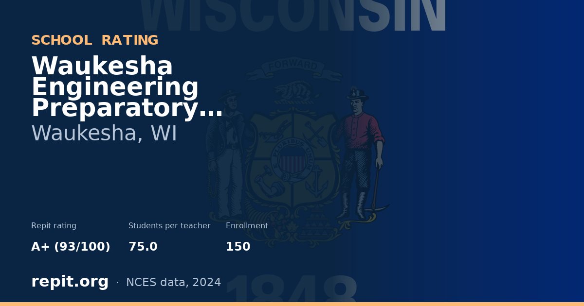 Waukesha Engineering Preparatory Academy, Waukesha, WI — Repit school rating A+ (93/100)