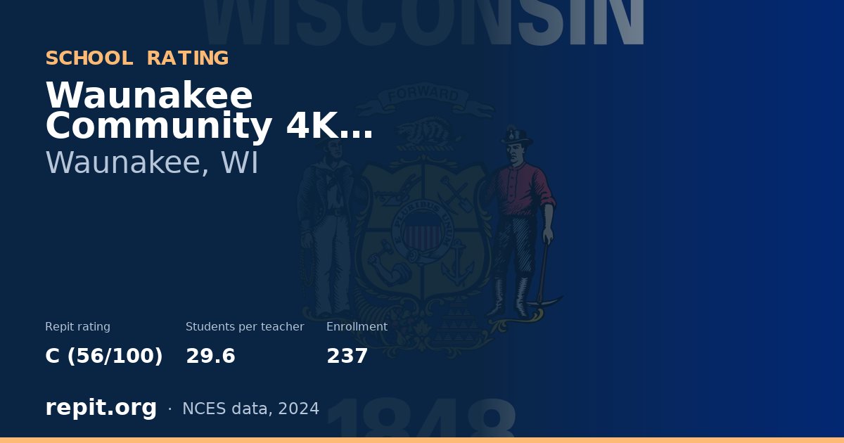 Waunakee Community 4K School, Waunakee, WI — Repit school rating C (56/100)