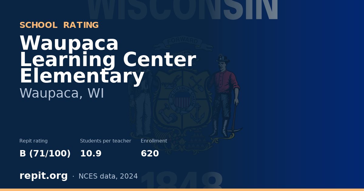 Waupaca Learning Center Elementary, Waupaca, WI — Repit school rating B (71/100)