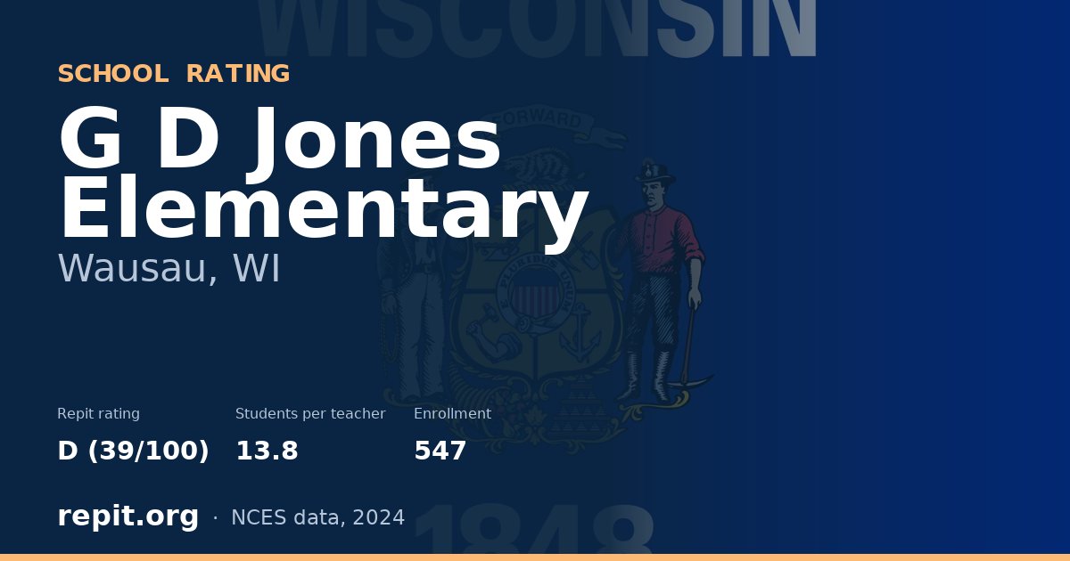 G D Jones Elementary, Wausau, WI — Repit school rating D (39/100)