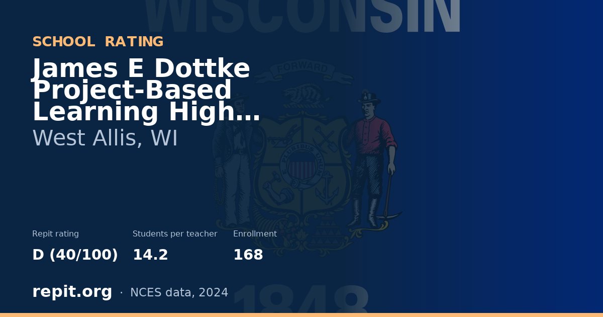 James E Dottke Project-Based Learning High School, West Allis, WI — Repit school rating D (40/100)
