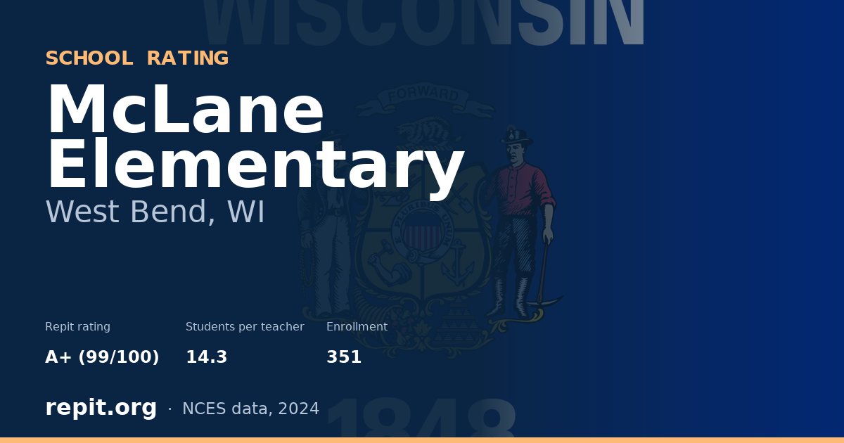 McLane Elementary, West Bend, WI — Repit school rating A+ (99/100)