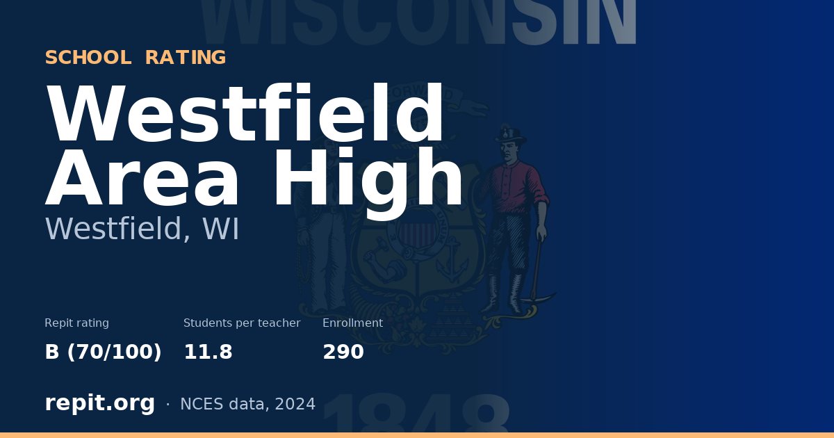 Westfield Area High, Westfield, WI — Repit school rating B (70/100)