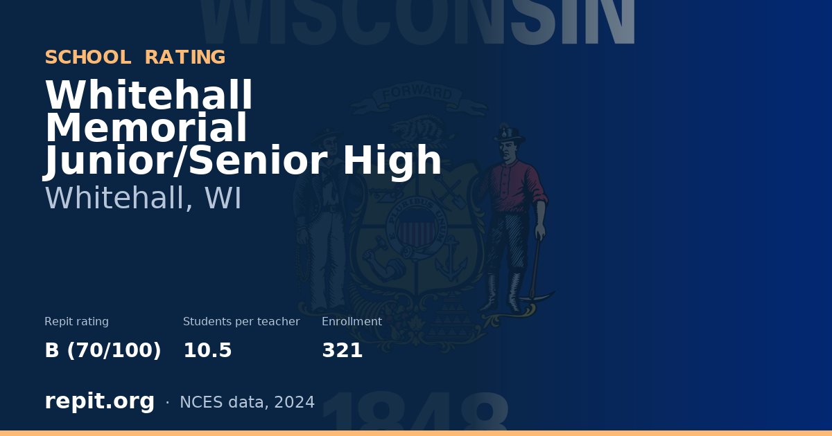 Whitehall Memorial Junior/Senior High, Whitehall, WI — Repit school rating B (70/100)