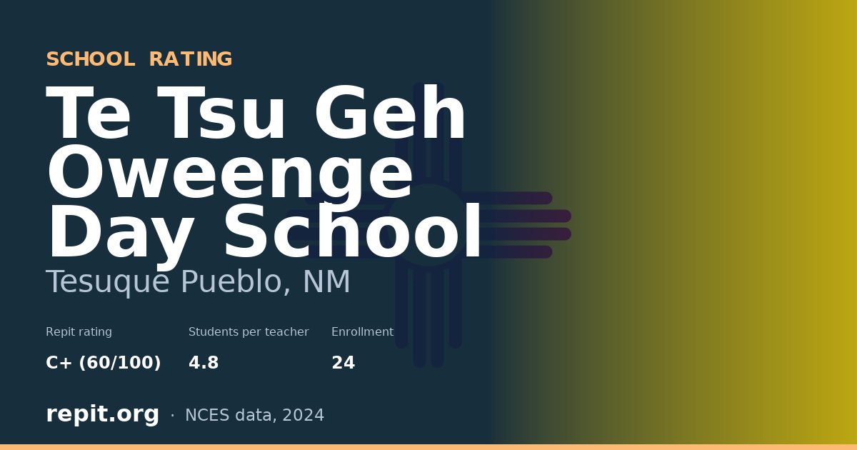 Te Tsu Geh Oweenge Day School, Tesuque Pueblo, NM — Repit school rating C+ (60/100)