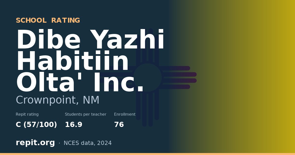 Dibe Yazhi Habitiin Olta' Inc., Crownpoint, NM — Repit school rating C (57/100)