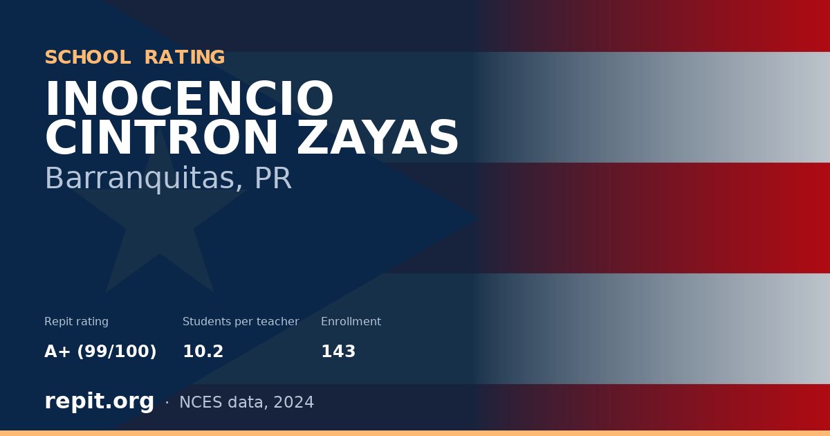 INOCENCIO CINTRON ZAYAS, Barranquitas, PR — Repit school rating A+ (99/100)