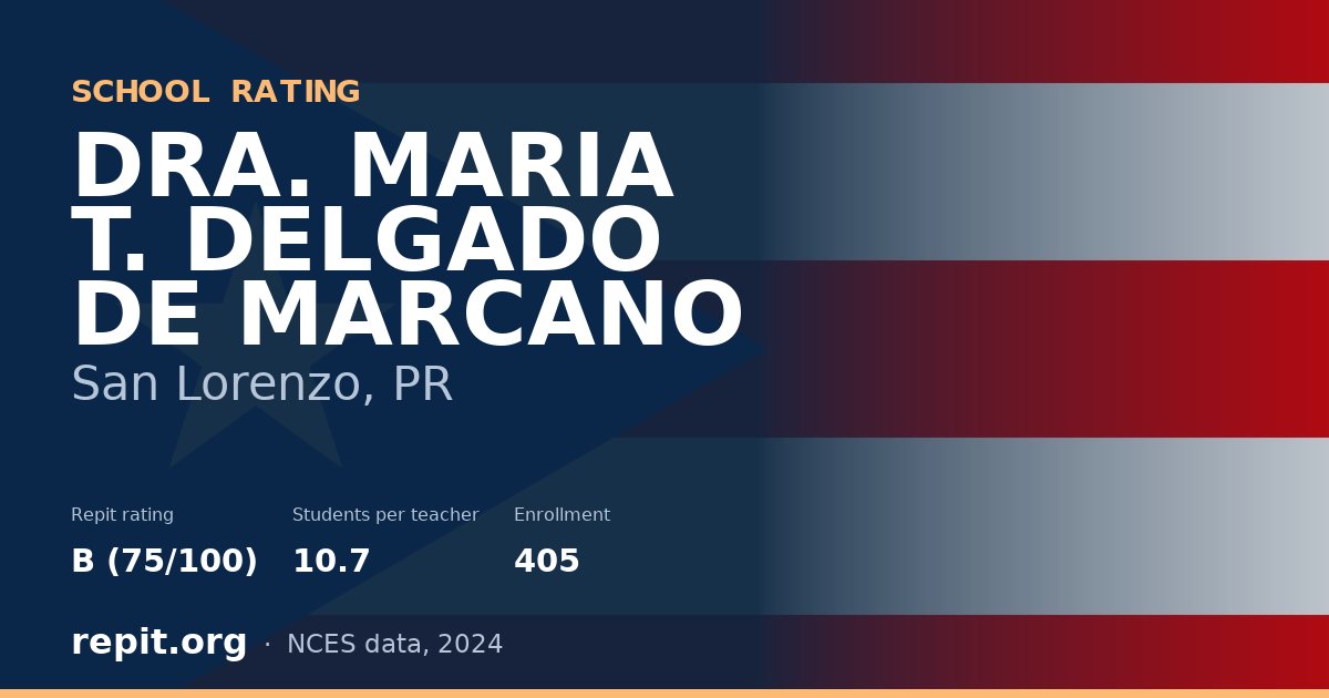 DRA. MARIA T. DELGADO DE MARCANO, San Lorenzo, PR — Repit school rating B (75/100)