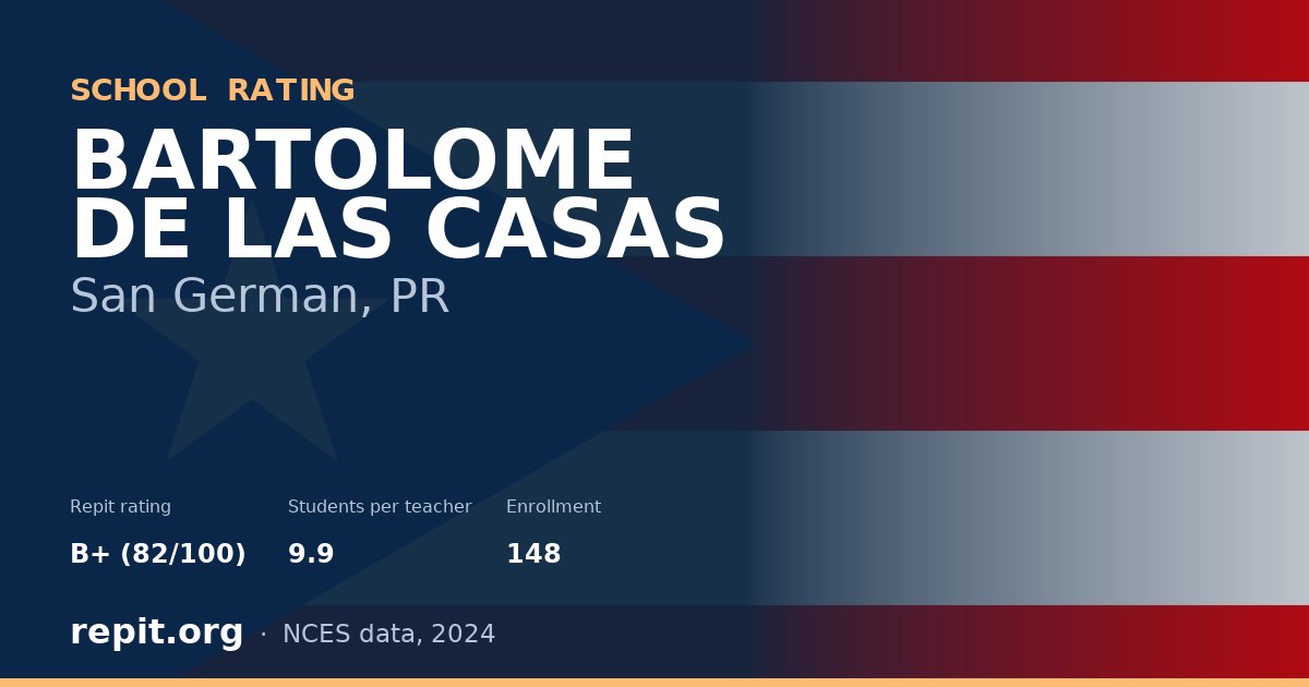 BARTOLOME DE LAS CASAS, San German, PR — Repit school rating B+ (82/100)