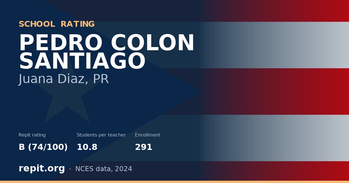 PEDRO COLON SANTIAGO, Juana Diaz, PR — Repit school rating B (74/100)