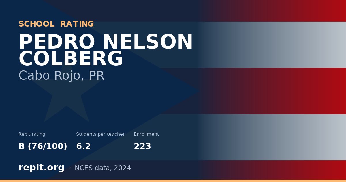 PEDRO NELSON COLBERG, Cabo Rojo, PR — Repit school rating B (76/100)