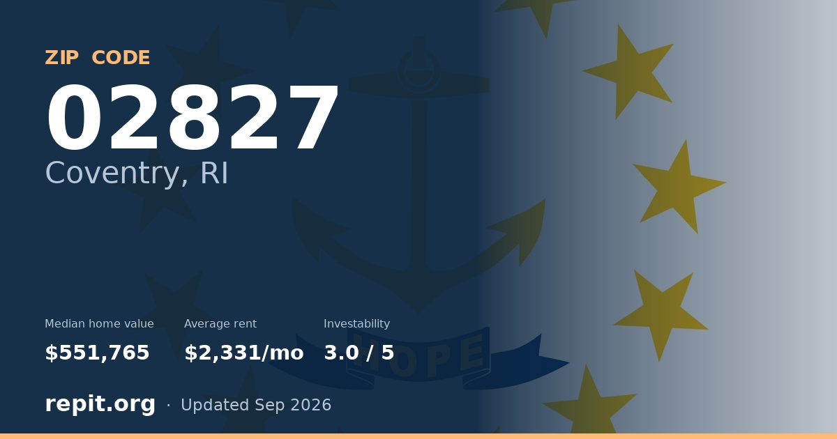 ZIP code 02827 (Coventry, RI) — median home value $551,765, average rent $2,331/mo