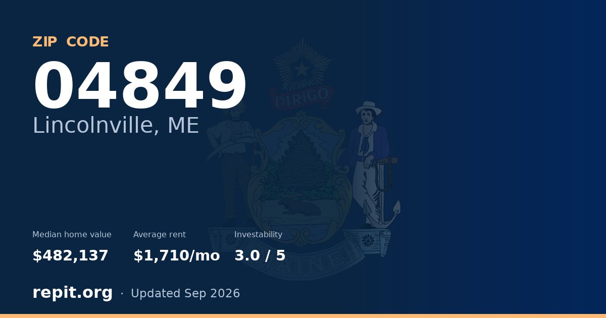 ZIP code 04849 (Lincolnville, ME) — median home value $482,137, average rent $1,710/mo