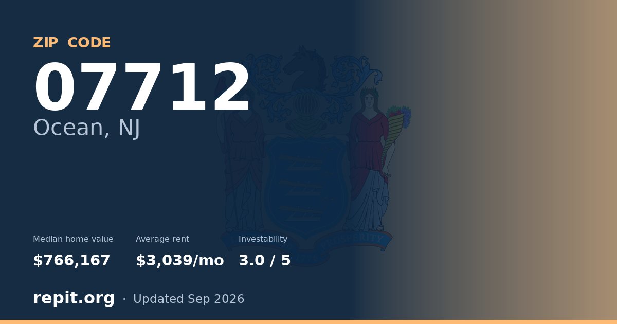ZIP code 07712 (Ocean, NJ) — median home value $766,167, average rent $3,039/mo
