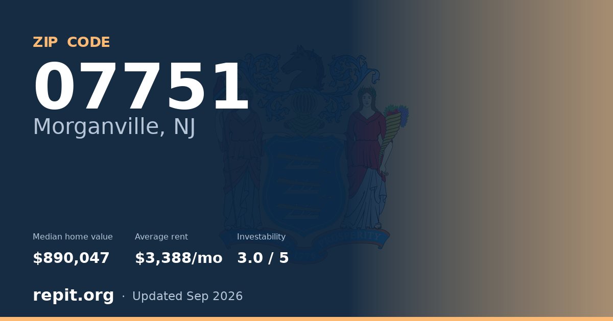 ZIP code 07751 (Morganville, NJ) — median home value $890,047, average rent $3,388/mo