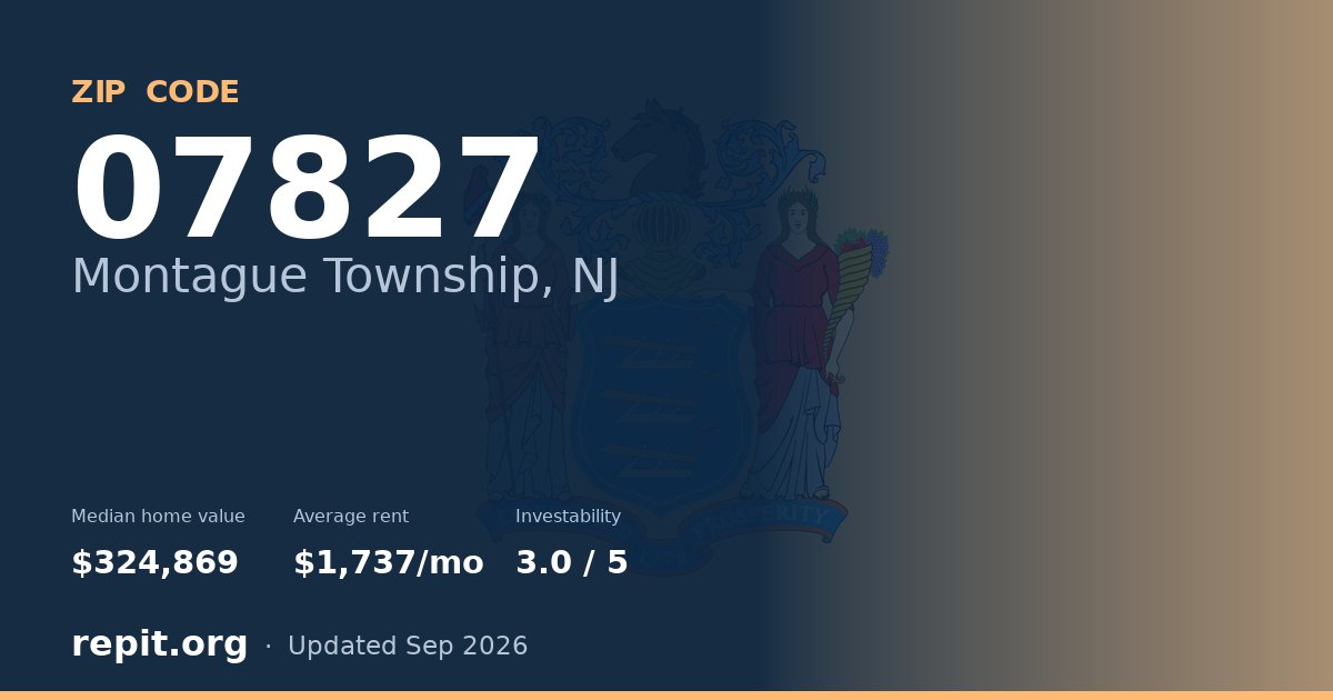 ZIP code 07827 (Montague Township, NJ) — median home value $324,869, average rent $1,737/mo