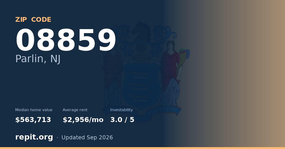 ZIP code 08859 (Parlin, NJ) — median home value $563,713, average rent $2,956/mo