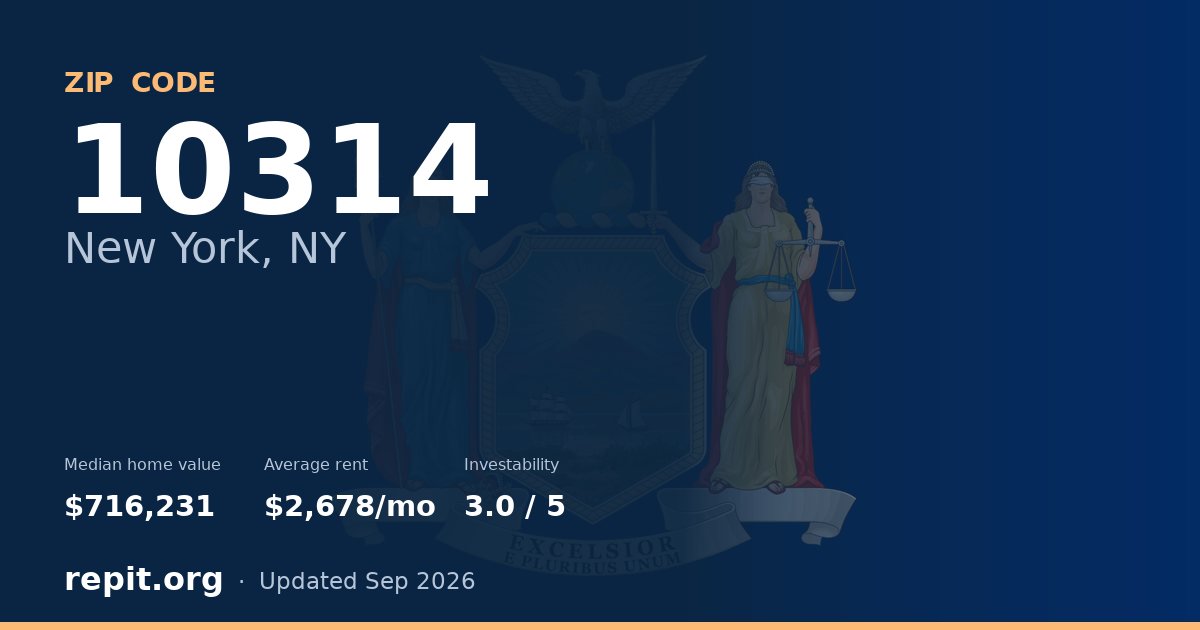 ZIP code 10314 (New York, NY) — median home value $716,231, average rent $2,678/mo