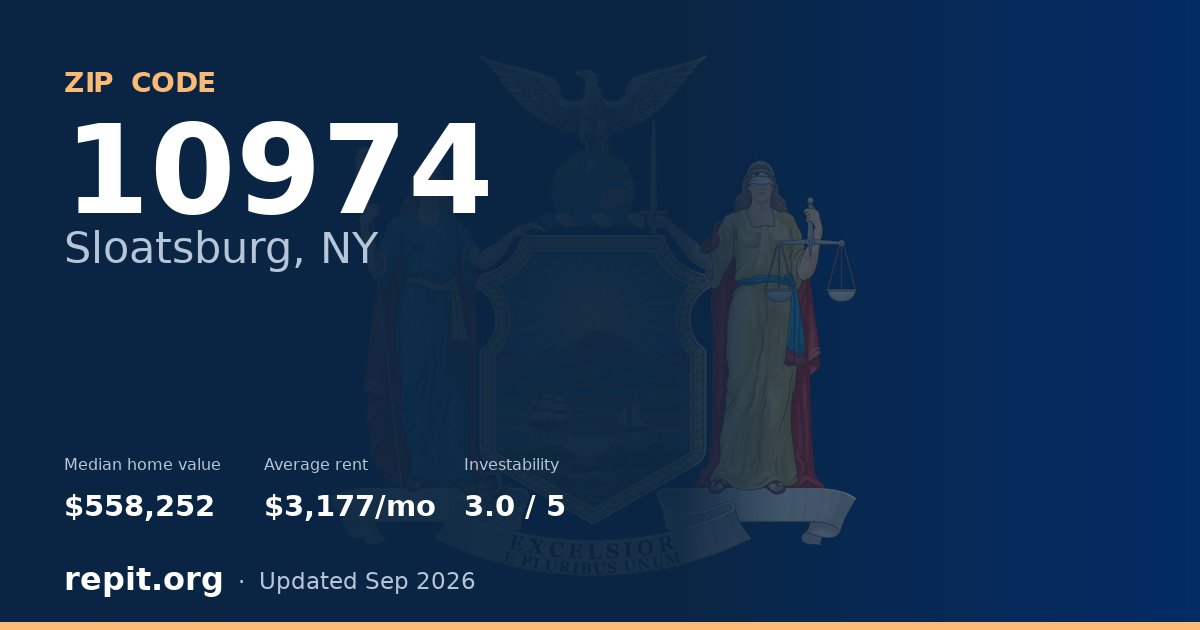 ZIP code 10974 (Sloatsburg, NY) — median home value $558,252, average rent $3,177/mo