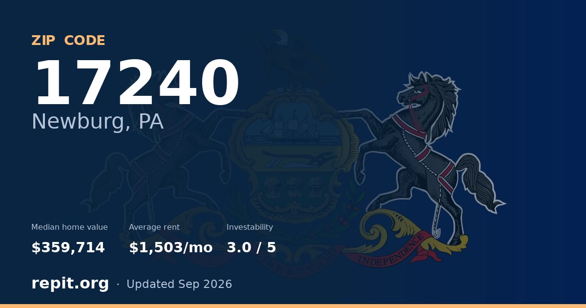 ZIP code 17240 (Newburg, PA) — median home value $359,714, average rent $1,503/mo