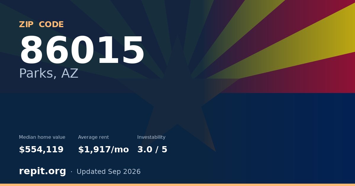 ZIP code 86015 (Parks, AZ) — median home value $554,119, average rent $1,917/mo