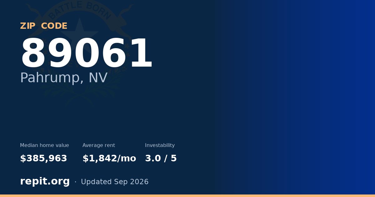 ZIP code 89061 (Pahrump, NV) — median home value $385,963, average rent $1,842/mo