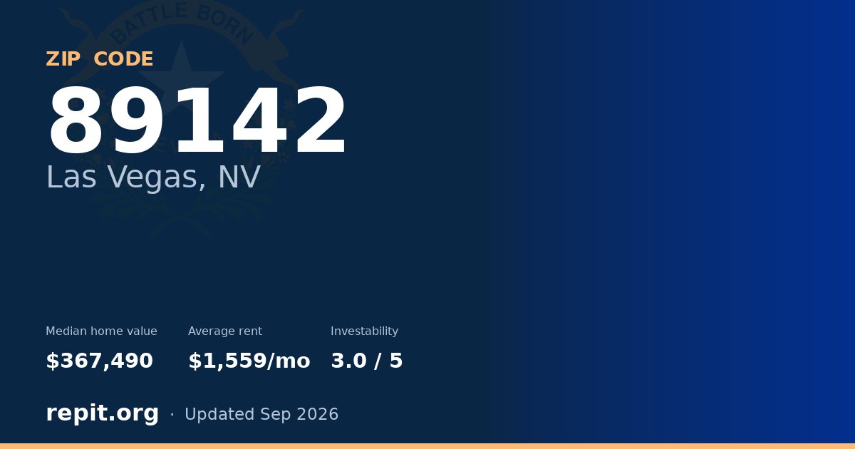 ZIP code 89142 (Las Vegas, NV) — median home value $367,490, average rent $1,559/mo