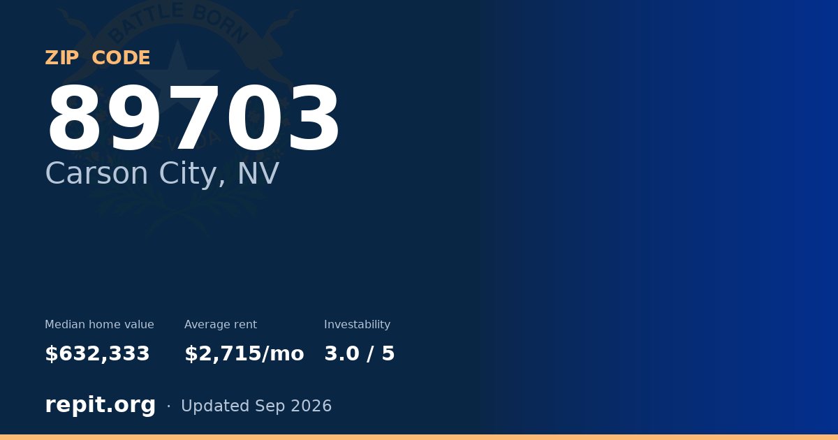 ZIP code 89703 (Carson City, NV) — median home value $632,333, average rent $2,715/mo