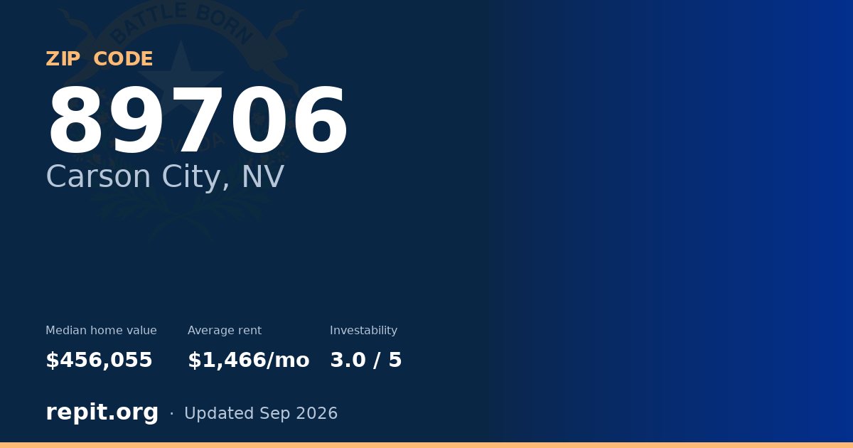 ZIP code 89706 (Carson City, NV) — median home value $456,055, average rent $1,466/mo