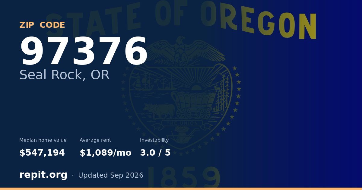ZIP code 97376 (Seal Rock, OR) — median home value $547,194, average rent $1,089/mo